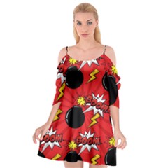 Pop Art Comic Pattern Bomb Boom Explosion Background Cutout Spaghetti Strap Chiffon Dress by Simbadda