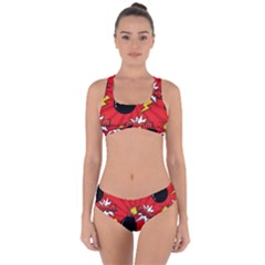 Pop Art Comic Pattern Bomb Boom Explosion Background Criss Cross Bikini Set by Simbadda