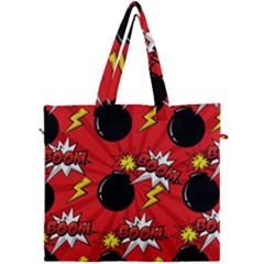 Pop Art Comic Pattern Bomb Boom Explosion Background Canvas Travel Bag by Simbadda