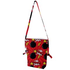 Pop Art Comic Pattern Bomb Boom Explosion Background Folding Shoulder Bag by Simbadda