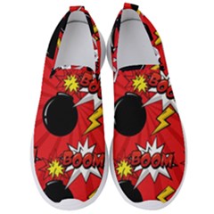 Pop Art Comic Pattern Bomb Boom Explosion Background Men s Slip On Sneakers by Simbadda