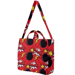 Pop Art Comic Pattern Bomb Boom Explosion Background Square Shoulder Tote Bag by Simbadda