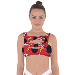 Pop Art Comic Pattern Bomb Boom Explosion Background Bandaged Up Bikini Top by Simbadda