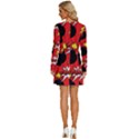 Pop Art Comic Pattern Bomb Boom Explosion Background Long Sleeve Deep V Mini Dress  View4