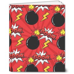 Pop Art Comic Pattern Bomb Boom Explosion Background 8  X 10  Softcover Notebook by Simbadda