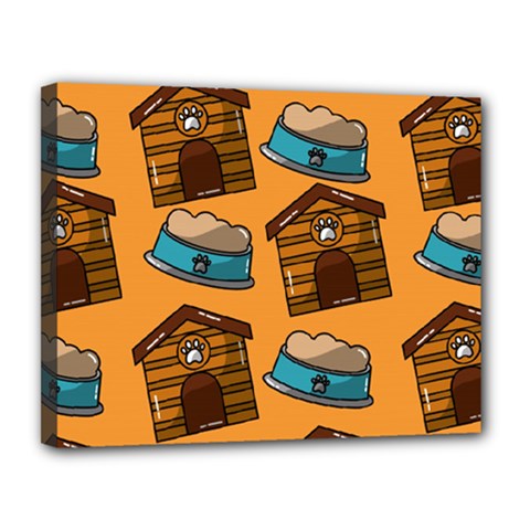 Pet House Bowl Food Seamless Pattern Canvas 14  X 11  (stretched) by Simbadda