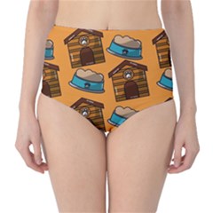 Pet House Bowl Food Seamless Pattern Classic High-waist Bikini Bottoms by Simbadda