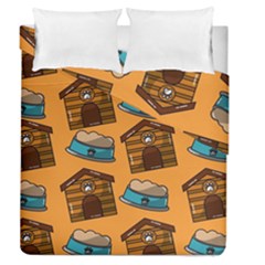 Pet House Bowl Food Seamless Pattern Duvet Cover Double Side (queen Size) by Simbadda