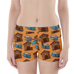 Pet House Bowl Food Seamless Pattern Boyleg Bikini Wrap Bottoms by Simbadda