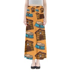 Pet House Bowl Food Seamless Pattern Full Length Maxi Skirt by Simbadda