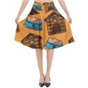 Pet House Bowl Food Seamless Pattern Flared Midi Skirt View1