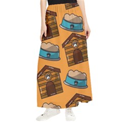 Pet House Bowl Food Seamless Pattern Maxi Chiffon Skirt by Simbadda