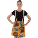 Pet House Bowl Food Seamless Pattern Velvet Suspender Skater Skirt View1