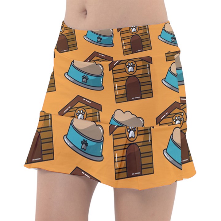 Pet House Bowl Food Seamless Pattern Classic Tennis Skirt