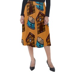 Pet House Bowl Food Seamless Pattern Classic Velour Midi Skirt  by Simbadda