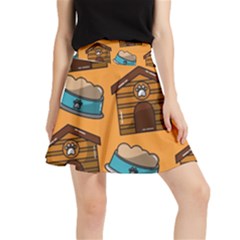 Pet House Bowl Food Seamless Pattern Waistband Skirt by Simbadda