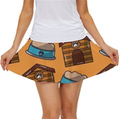 Pet House Bowl Food Seamless Pattern Women s Skort by Simbadda