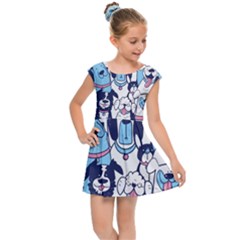 Dogs Seamless Pattern Kids  Cap Sleeve Dress by Simbadda