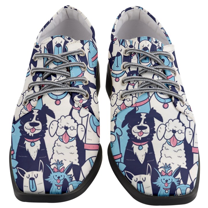 Dogs Seamless Pattern Women Heeled Oxford Shoes