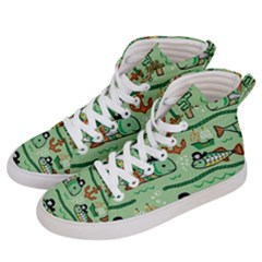 Seamless Pattern Fishes Pirates Cartoon Women s Hi-top Skate Sneakers by Simbadda