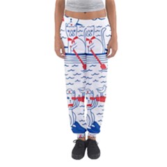 Nautical Cats Seamless Pattern Women s Jogger Sweatpants by Simbadda