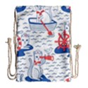 Nautical Cats Seamless Pattern Drawstring Bag (Large) View1