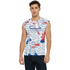 Nautical Cats Seamless Pattern Men s Raglan Cap Sleeve Tee by Simbadda