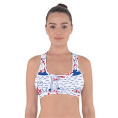 Nautical Cats Seamless Pattern Cross Back Sports Bra by Simbadda