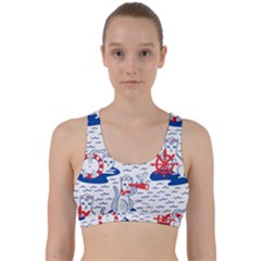 Nautical Cats Seamless Pattern Back Weave Sports Bra by Simbadda