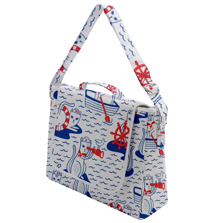 Nautical Cats Seamless Pattern Box Up Messenger Bag