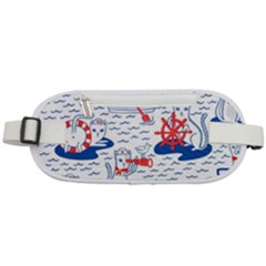 Nautical Cats Seamless Pattern Rounded Waist Pouch by Simbadda