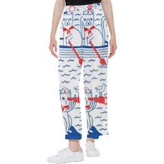 Nautical Cats Seamless Pattern Women s Pants  by Simbadda