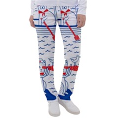 Nautical Cats Seamless Pattern Women s Casual Pants by Simbadda