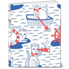 Nautical Cats Seamless Pattern 8  X 10  Hardcover Notebook by Simbadda