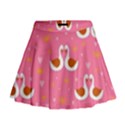 Swan Pattern Elegant Style Mini Flare Skirt View1