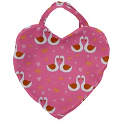 Swan Pattern Elegant Style Giant Heart Shaped Tote