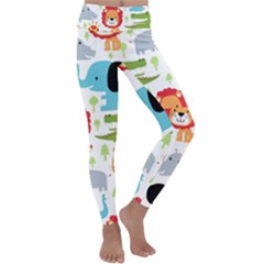 Seamless Pattern Vector With Animals Cartoon Kids  Lightweight Velour Classic Yoga Leggings by Simbadda