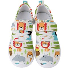 Seamless Pattern Vector With Animals Cartoon Men s Velcro Strap Shoes