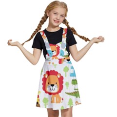 Seamless Pattern Vector With Animals Cartoon Kids  Apron Dress by Simbadda