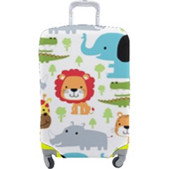 Seamless Pattern Vector With Animals Cartoon Luggage Cover (large) by Simbadda