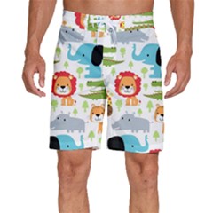 Seamless Pattern Vector With Animals Cartoon Men s Beach Shorts