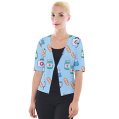 Medical Seamless Pattern Cropped Button Cardigan by Simbadda