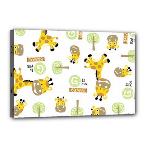 Vector Pattern With Cute Giraffe Cartoon Canvas 18  X 12  (stretched) by Simbadda