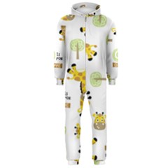 Vector Pattern With Cute Giraffe Cartoon Hooded Jumpsuit (men) by Simbadda