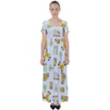 Vector Pattern With Cute Giraffe Cartoon High Waist Short Sleeve Maxi Dress View1