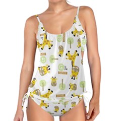 Vector Pattern With Cute Giraffe Cartoon Tankini Set by Simbadda