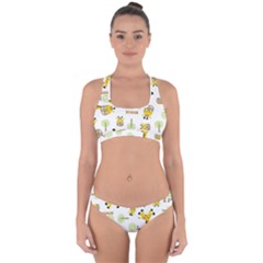 Vector Pattern With Cute Giraffe Cartoon Cross Back Hipster Bikini Set by Simbadda