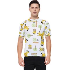 Vector Pattern With Cute Giraffe Cartoon Men s Short Sleeve Rash Guard by Simbadda