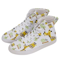 Vector Pattern With Cute Giraffe Cartoon Men s Hi-top Skate Sneakers by Simbadda