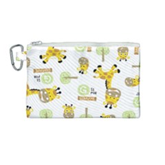 Vector Pattern With Cute Giraffe Cartoon Canvas Cosmetic Bag (medium) by Simbadda